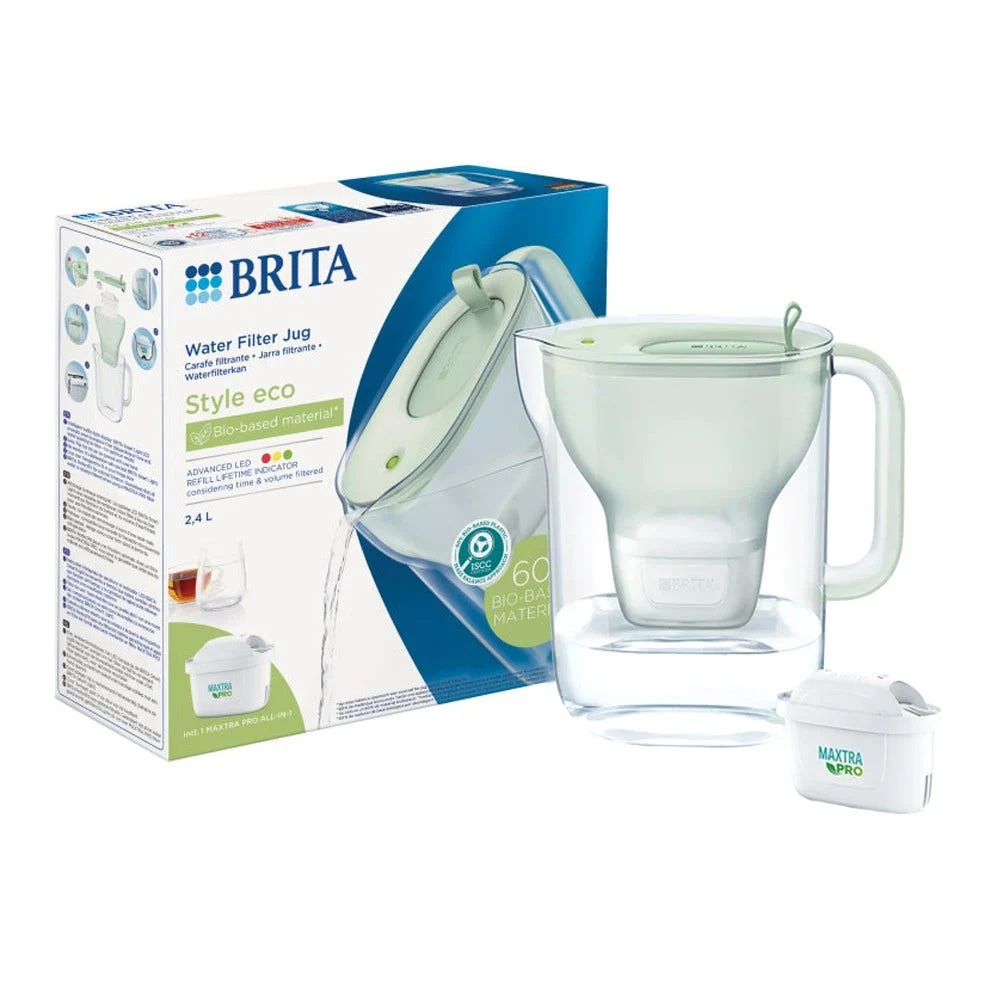 BRITA Carafe filtrante 2.4L Style Eco Vert Poudré + cartouche filtrante MAXTRA PRO