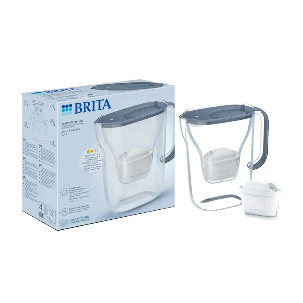BRITA Carafe filtrante 2.4L Style Essential Bleu pierre + cartouche filtrante MAXTRA PRO
