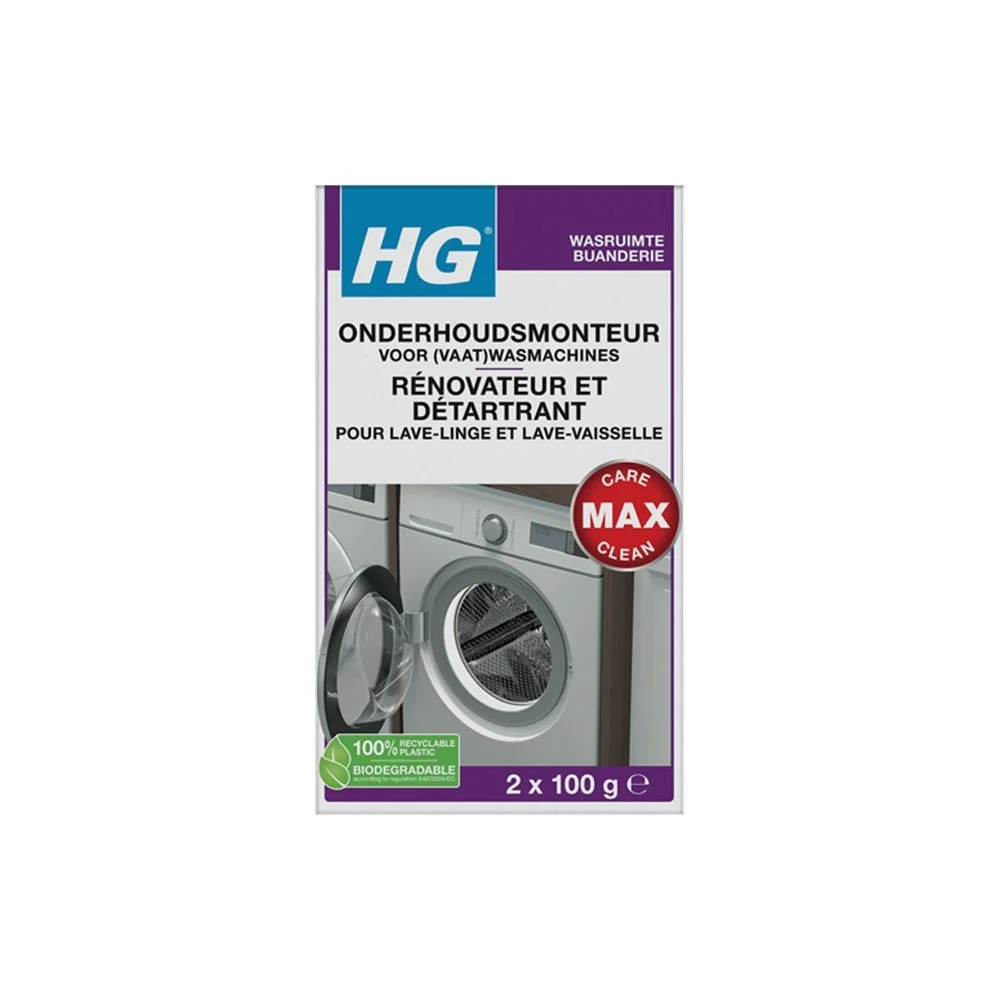 Nettoyant d'entretien pour machines à laver et la vaisselle HG (2x100g) - PMS