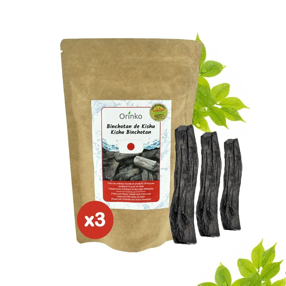 Charbon actif de purification (3pcs) Binchotan Japonais de Kishu Bio Authentique (Certifié) - Orinko