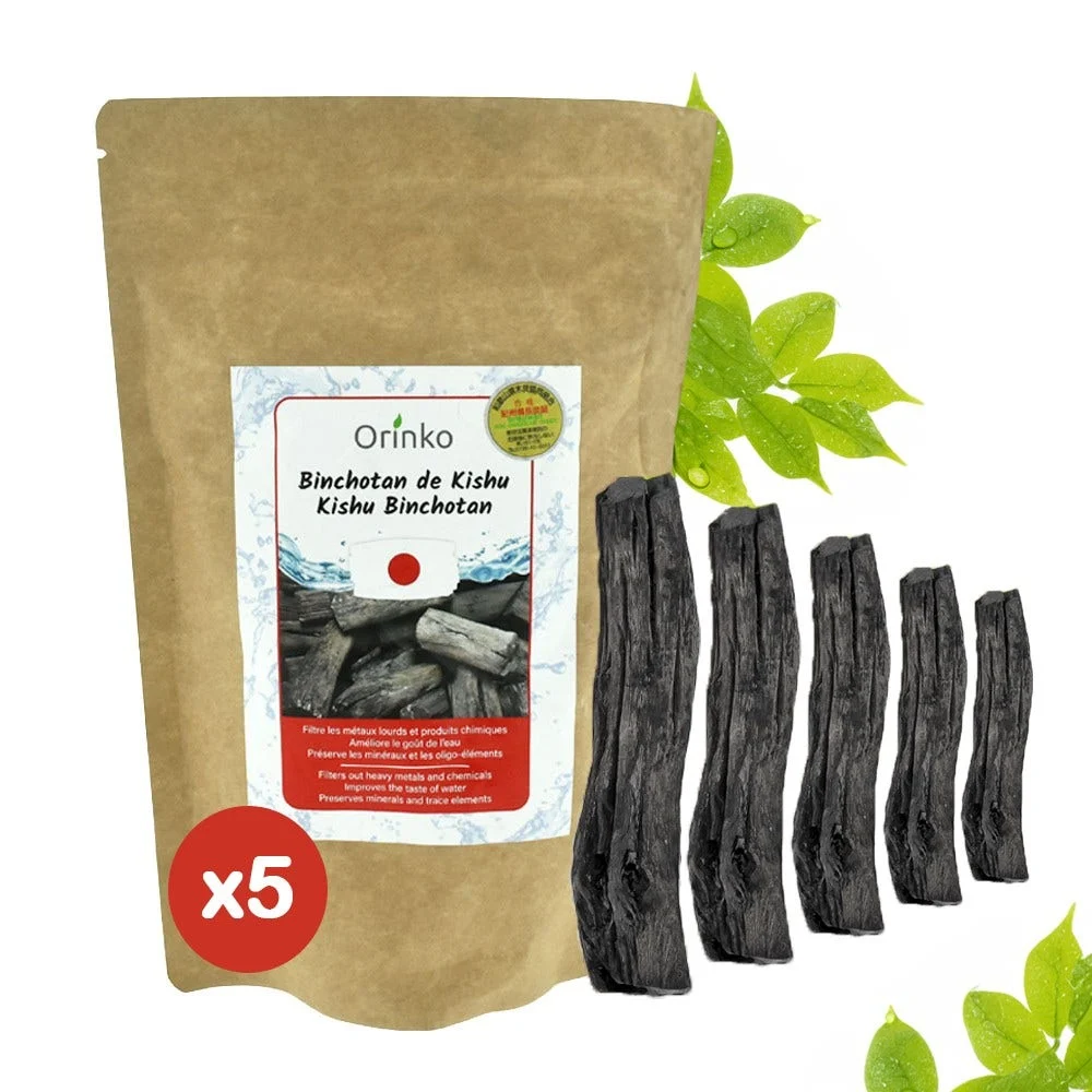 Charbon actif de purification (5pcs) Binchotan Japonais de Kishu Bio Authentique (Certifié) - Ecofiltro