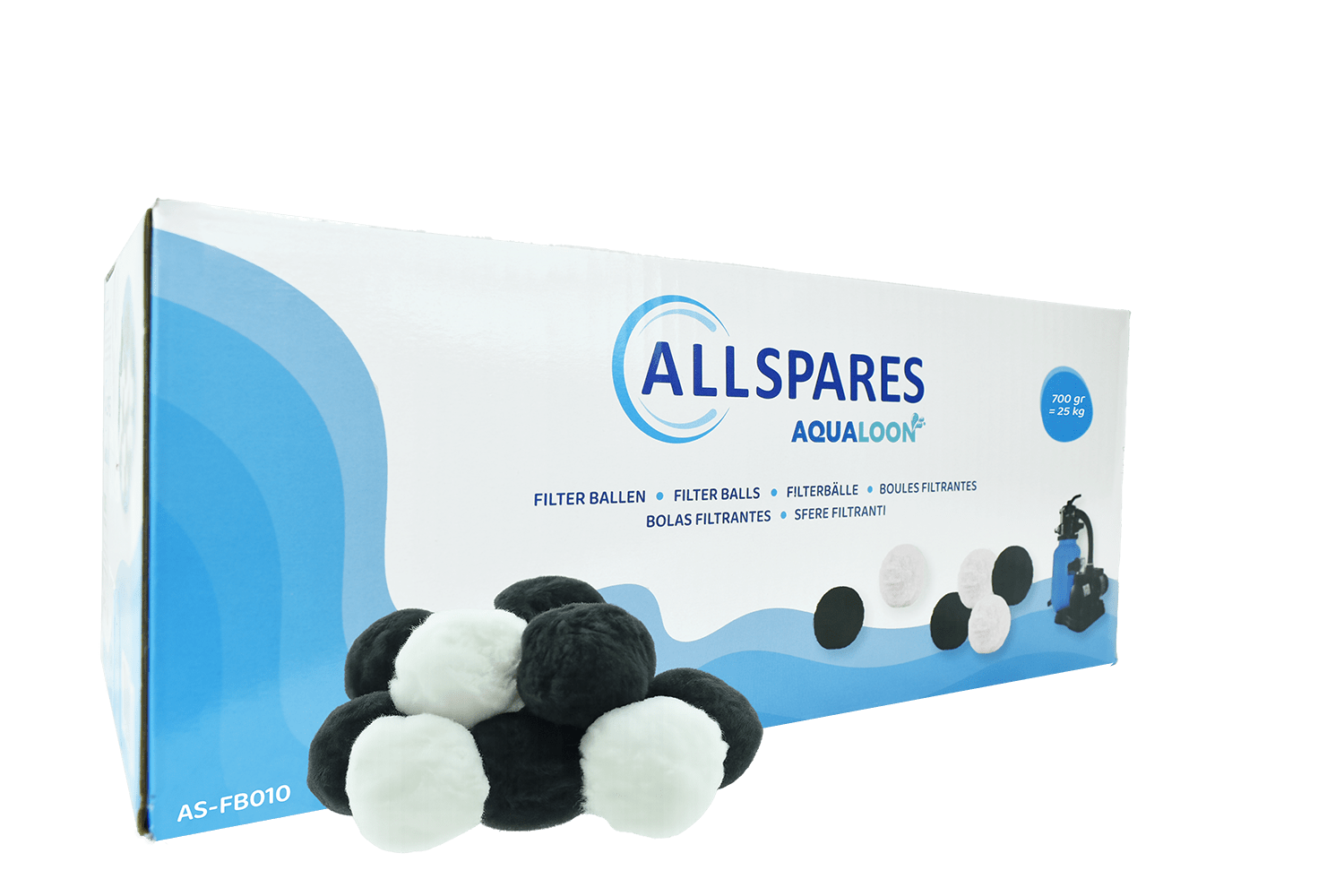 Boules Filtrantes Duo 700 g = 25 kg Sable | Blanc : Ultra-Filtration, Noir : Anti-Odeurs