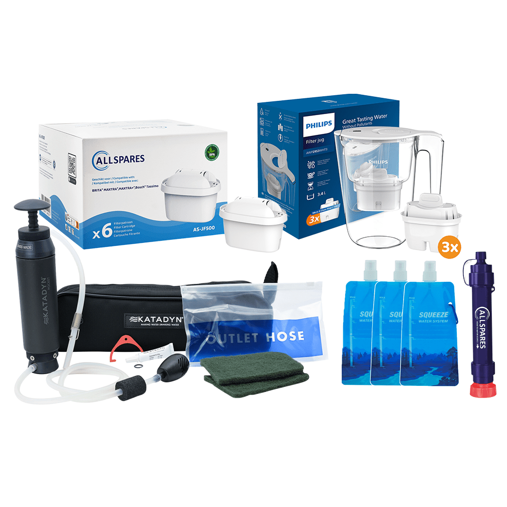 Kit de survie filtre à eau XXL – Pack de survie avec filtres à eau pour situations d'urgence Philips / Katadyn / Allspares