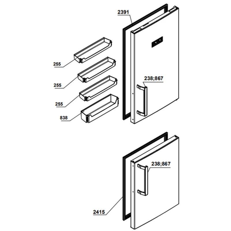 Balconnet bouteilles repère 838 480X116X96 mm BEKO 4652180500