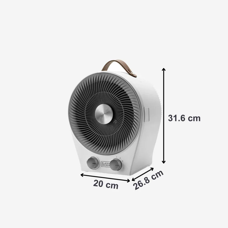 BLACK+DECKER BXFSH2000E : Chauffage et ventilateur 2 en 1, multifonction, 2 intensités de chaleur, 2 vitesses de ventilation, thermostat réglable, 2000W, sécurité anti-basculement, blanc