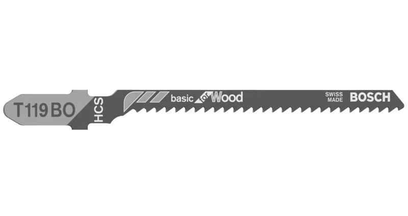 Bosch 100x Lames de scie sauteuse T 119 BO Basic for Wood (pour Bois résineux, Contreplaqué, Longueur 83 mm, Professional Accessoire Scie sauteuse) - Bosch Outillages