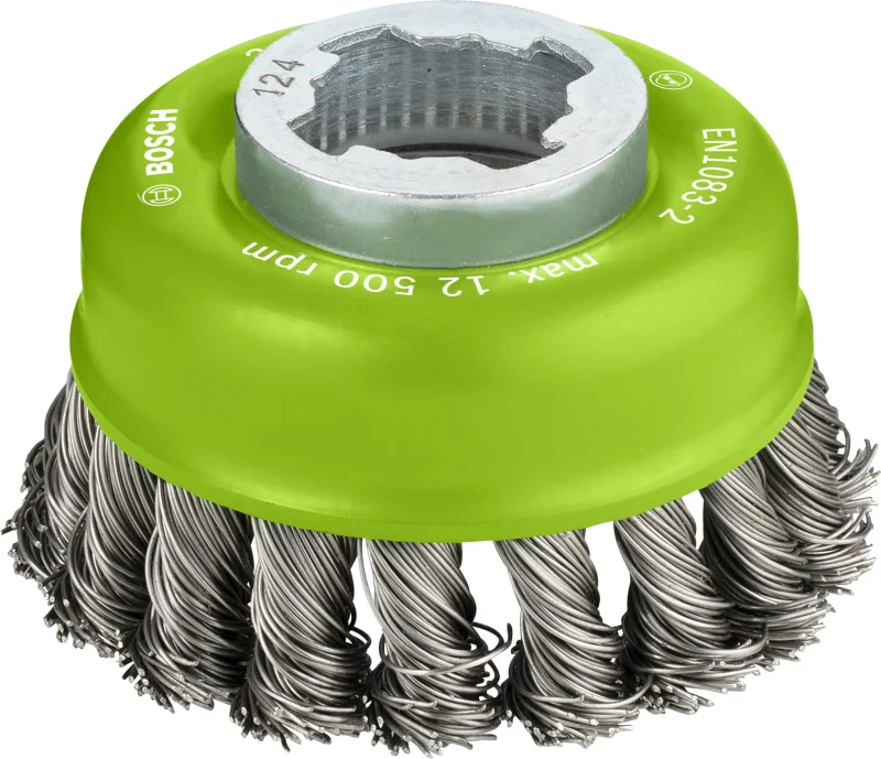 Bosch 1x Brosse boisseau PRO Stainless Steel Longlife, fils torsadés pour petite meuleuse angulaire et X-Lock (pour Acier, Ø 75 mm, Professional Accessoire Petite meuleuse angulaire)