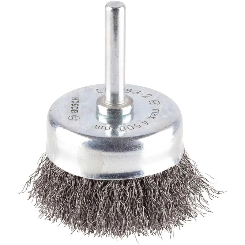 Bosch 1x Brosse boisseau PRO Steel Longlife, fils ondulés pour emmanchement cylindrique 6 mm et perceuse (Ø 50 mm, Professional Accessoire Perceuses/visseuses rotatives) - Bosch Outillages