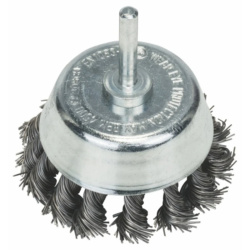Bosch 1x Brosse boisseau PRO Steel Longlife, fils torsadés pour emmanchement cylindrique 6 mm et perceuse (pour Acier, Acier inoxydable, Ø 65 mm, Professional Accessoire Perceuses/visseuses rotatives) - Bosch Outillages