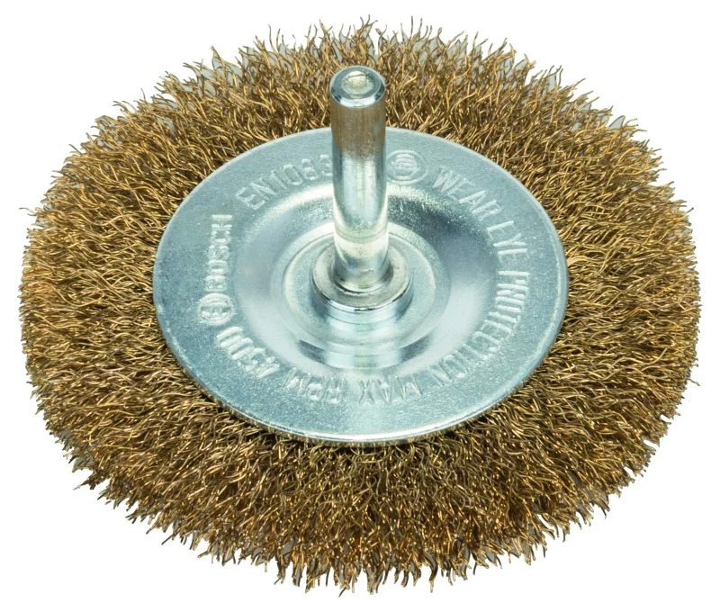 Bosch 1x Brosse circulaire laitonnée PRO Steel Longlife, fils ondulés pour emmanchement cylindrique 6 mm et perceuse (Ø 75 mm, Professional Accessoire Perceuses/visseuses rotatives) - Bosch Outillages