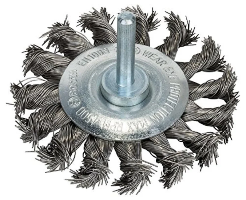 Bosch 1x Brosse circulaire PRO Stainless Steel Longlife, fils torsadés pour emmanchement cylindrique 6 mm et perceuse (Ø 70 mm, Professional Accessoire Perceuses/visseuses rotatives) - Bosch Outillages