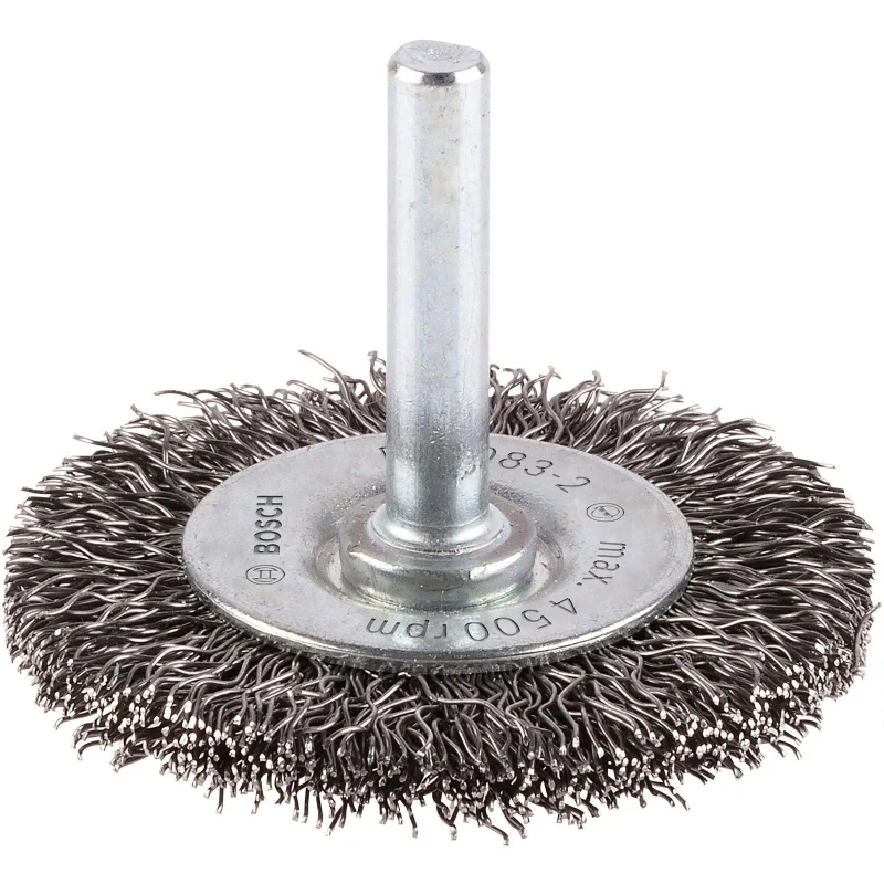 Bosch 1x Brosse circulaire PRO Steel Longlife, fils ondulés pour emmanchement cylindrique 6 mm et perceuse (Ø 50 mm, Professional Accessoire Perceuses/visseuses rotatives) - Bosch Outillages