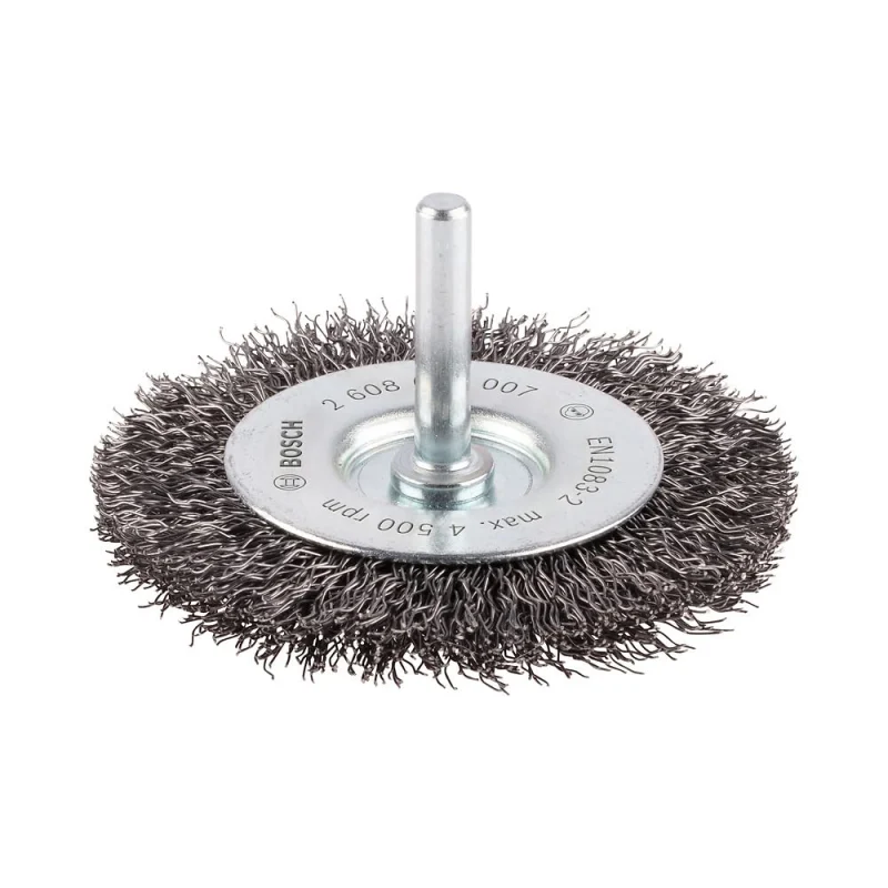 Bosch 1x Brosse circulaire PRO Steel Longlife, fils ondulés pour emmanchement cylindrique 6 mm et perceuse (Ø 75 mm, Professional Accessoire Perceuses/visseuses rotatives) - Bosch Outillages