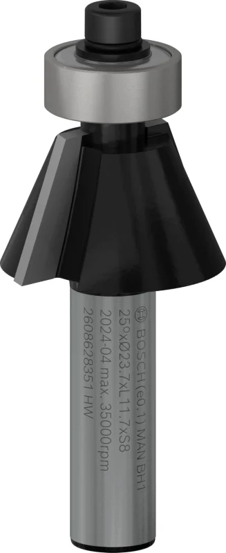 Bosch 1x Fraise à chanfreiner PRO (pour Bois résineux, Bois dur, Ø 23,7 mm, Professional Accessoire Défonceuse manuelle, Fraise à araser) - Bosch Outillages