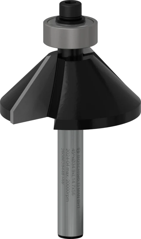 Bosch 1x Fraise à chanfreiner PRO (pour Bois résineux, Bois dur, Ø 34,9 mm, Professional Accessoire Défonceuse manuelle, Fraise à araser) - Bosch Outillages