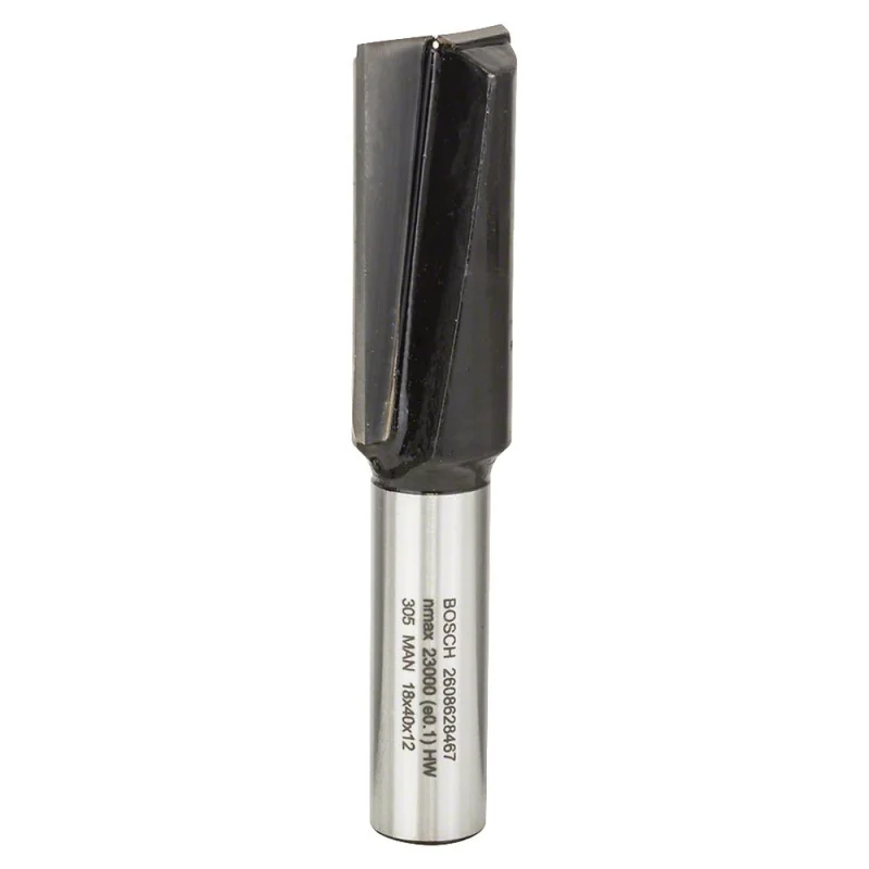 Bosch 1x Fraise à rainurer droite PRO, deux goujures (pour Bois résineux, Bois dur, Ø 18 mm, Professional Accessoire Défonceuse manuelle, Fraise à araser) - Bosch Outillages