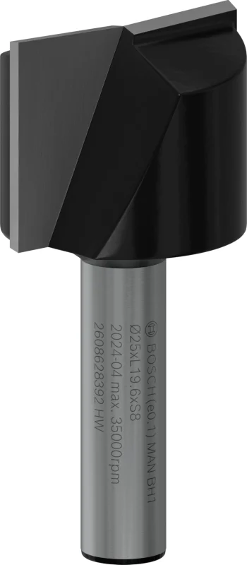 Bosch 1x Fraise à rainurer droite PRO, deux goujures (pour Bois résineux, Bois dur, Ø 25 mm, Professional Accessoire Défonceuse manuelle, Fraise à araser) - Bosch Outillages