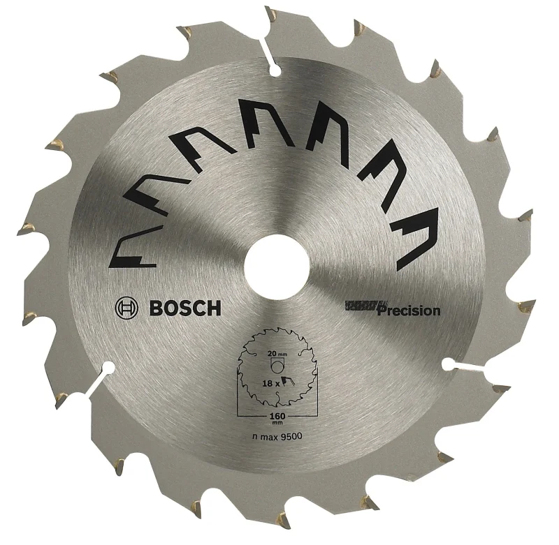 Bosch 1x Lame de Scie Circulaire Precison (pour Bois, Ø 160 x 2.5/1.5 x 20/16 mm, 18 Dents, ATB, avec 1x Bague de Réduction 16 mm, Accessoire Scie Circulaire) - Bosch Outillages