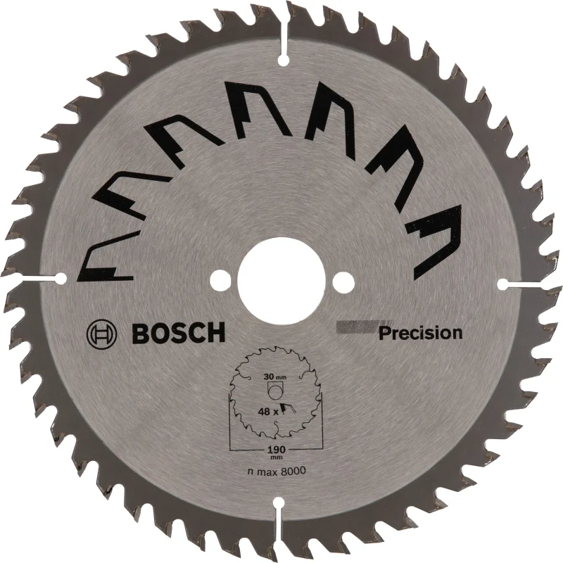 Bosch 1x Lame de Scie Circulaire Precison (pour Bois, Ø 190 x 2.5/1.5 x 30 mm, 48 Dents, ATB, Accessoire Scie Circulaire) - Bosch Outillages