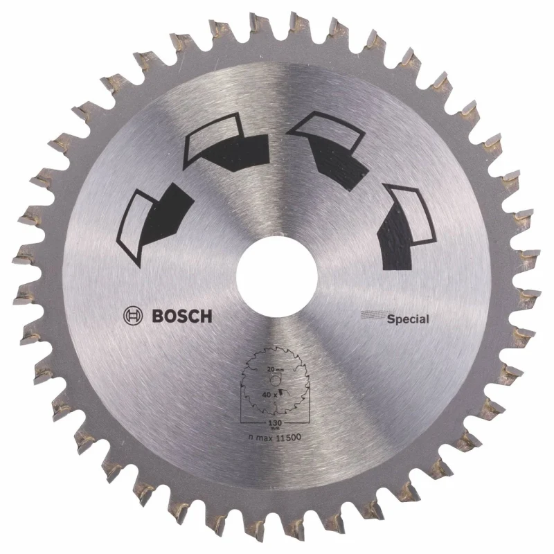 Bosch 1x Lame de Scie Circulaire Special (pour Bois, Métaux non ferreux, Plastique, Ø 130 x 2.2/1.6 x 20/16 mm, 40 Dents, FT, avec 1x Bague de Réduction 16 mm, Accessoire Scie Circulaire) - Bosch Outillages