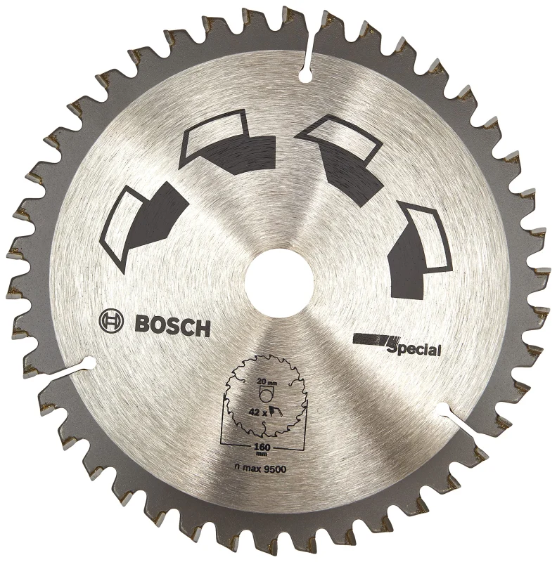 Bosch 1x Lame de Scie Circulaire Special (pour Bois, Métaux non ferreux, Plastique, Ø 160 x 2.5/1.8 x 20/16 mm, 42 Dents, FT, avec 1x Bague de Réduction 16 mm, Accessoire Scie Circulaire) - Bosch Outillages