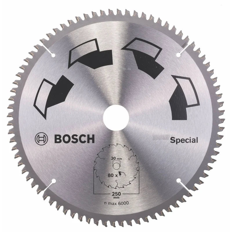 Bosch 1x Lame de Scie Circulaire Special (pour Bois, Métaux non ferreux, Plastique, Ø 250 x 3.2/2.5 x 30 mm, 80 Dents, FT, Accessoire Scie Circulaire) - Bosch Outillages