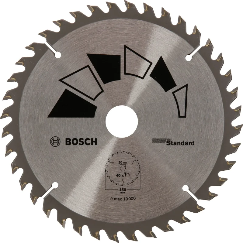 Bosch 1x Lame de Scie Circulaire Standard (pour Bois, Ø 150 x 2.2/1.5 x 20/16 mm, 40 Dents, ATB, avec 1x Bague de Réduction 16 mm, Accessoire Scie Circulaire) - Bosch Outillages