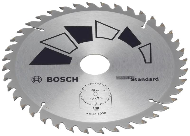 Bosch 1x Lame de Scie Circulaire Standard (pour Bois, Ø 190 x 2.2/1.5 x 30/24 mm, 40 Dents, ATB, avec 1x Bague de Réduction 24 mm, Accessoire Scie Circulaire) - Bosch Outillages