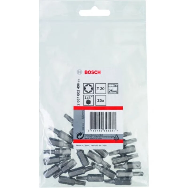 Bosch 25x embouts de vissage extra-durs, T20, 25 mm - 2607002496