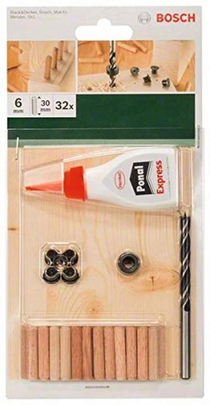 Bosch 32 pièces Set tourillons en hêtre 6 x 30 mm - Bosch Outillages