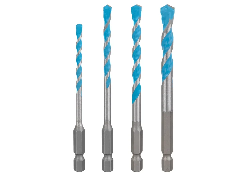 Bosch 4x Coffret de forets EXPERT HEX-9 Multi Construction (pour Béton, Carreaux de céramique tendres, Ø 4-8 mm, Professional Accessoire Perceuse/Visseuse à percussion, Perceuses/visseuses rotatives)