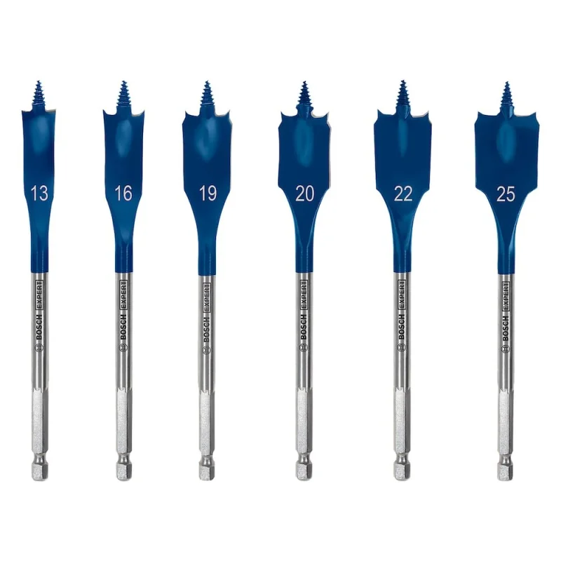 Bosch 6x Coffrets de mèches plates EXPERT Self Cut Speed (pour Bois résineux, Panneau aggloméré, Ø 13-25 mm, Professional Accessoire Perceuses/visseuses rotatives)