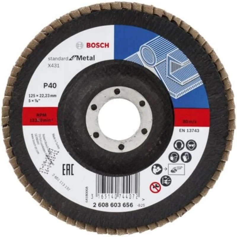 Bosch Disque à lamelles X431 Standard for Metal à angle droit 125 mm 22,23 mm 40 - 2608603656