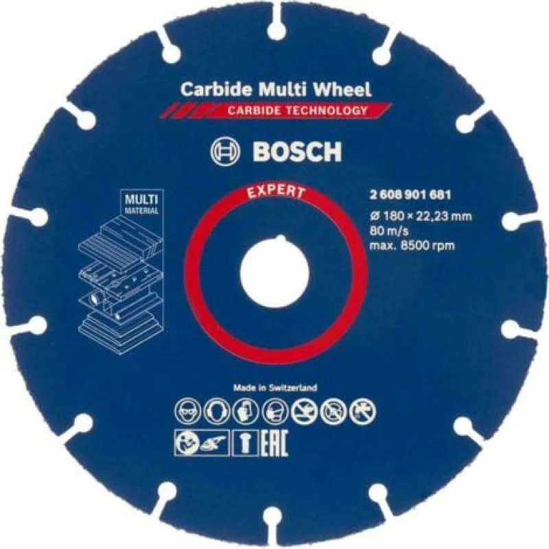 Bosch EXPERT Carbide Multi Wheel Disque à tronçonner, 180 mm, 22,23 mm - 2608901681