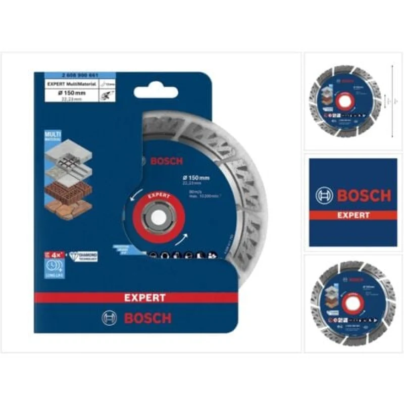 Bosch EXPERT MultiMaterial Disque à tronçonner diamanté 150 x 22,23 mm 1 pce ( 2608900661 ) Long Life - Bosch Outillages