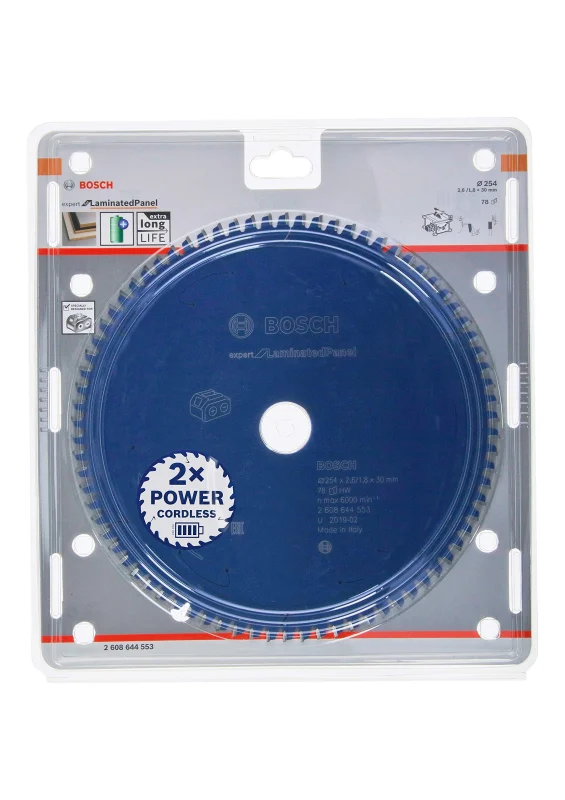 Bosch Outillages 1x Lame de scie circulaire Expert for Laminated Panel (plaques d'agglomérés, 254 x 30 x 2,6 mm, 78 dents, accessoire de scie circulaire sans fil)