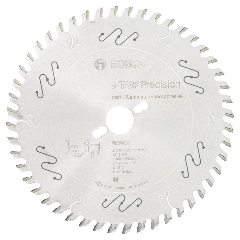 Bosch Outillages 2608642104 Lame de scie circulaire top precision best for laminated panel abrasive 250 x 30 x 3,2 mm 48