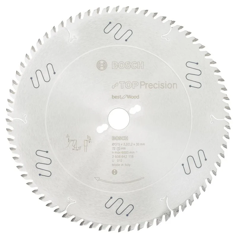 Bosch Outillages 2608642118 Lame de scie circulaire top precision best for wood 315 x 30 x 3,2 mm 72