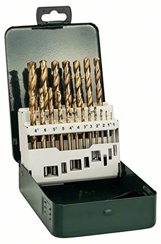 Bosch Outillages 2609255114 Set de 19 Forets à métaux rectifiés HSS-Tin DIN 338 Diamètres 1/1,5/2/2,5/3/3,5/4/4,5/5,5/6/6,5/7/7,5/8/8,5/9/9,5/10 mm