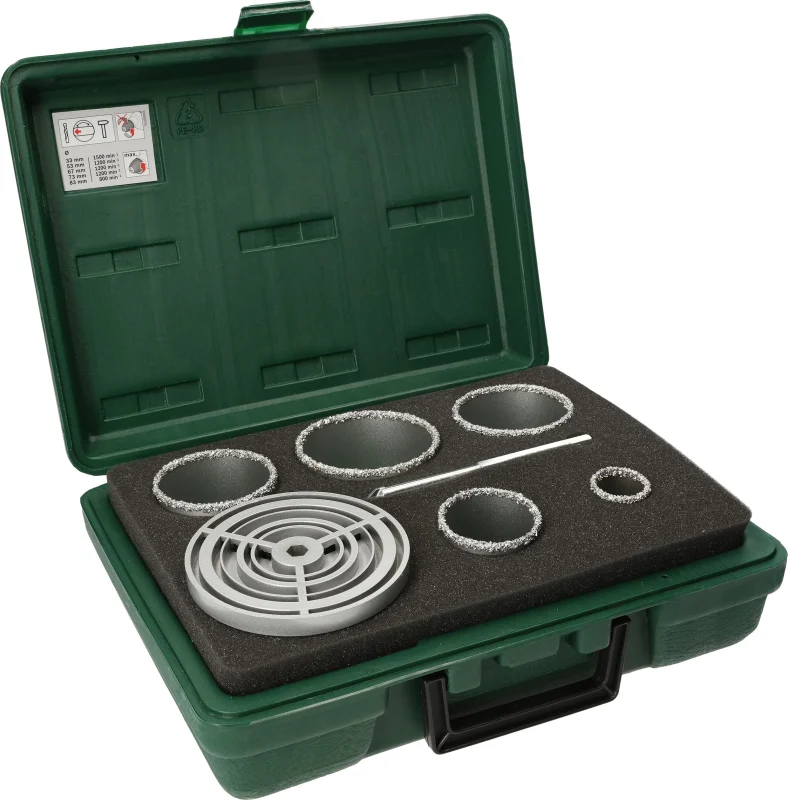 Bosch Outillages 2609255629 Assortiments de scies-trépan à concrétion carbure Embase et forêt de centrage compris Diamètres 33/53/67/73/83 mm