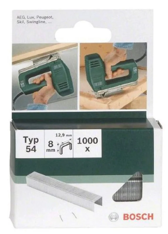 Bosch Outillages 2609255840 Set de 1000 agrafes à fil plat Type 54 Largeur 12,9 mm Epaisseur 1,25 mm Longueur 8 mm