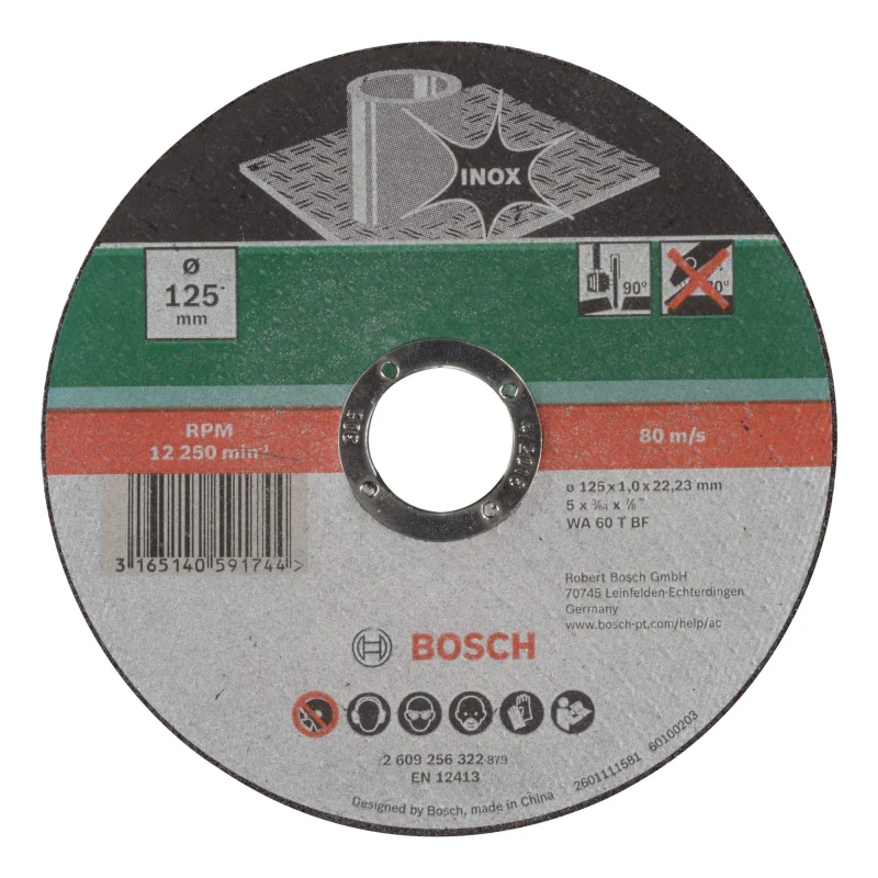 Bosch Outillages 2609256322 Disque à tronçonner à moyeu plat pour Inox Diamètre 125 mm Diamètre d'alésage 22/23 Epaisseur 1 mm