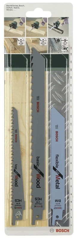 Bosch Outillages 2609256715 Lot de 3 lames de scie sauteuse