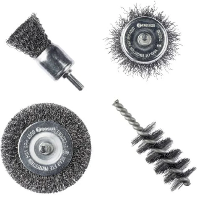 Bosch Outillages 4pcs Jeu de brosses métalliques, 4 pièces Set de brosses métalliques 2609256553 1 set