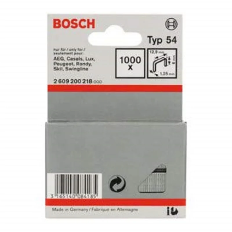 Bosch Outillages Agrafe à Fil Plat de Type 54, 12.9mm x 6mm, Lot de 1000