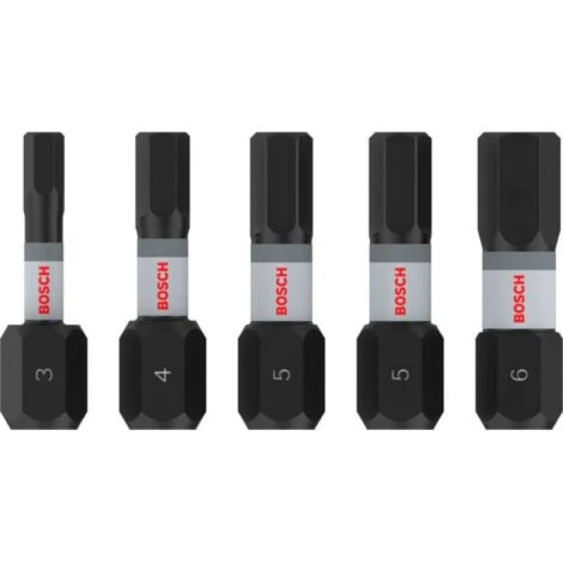 Bosch PRO Hex Impact Bit H3 H4 H5(x2) H6 25 mm 5 pces - 2608521U59