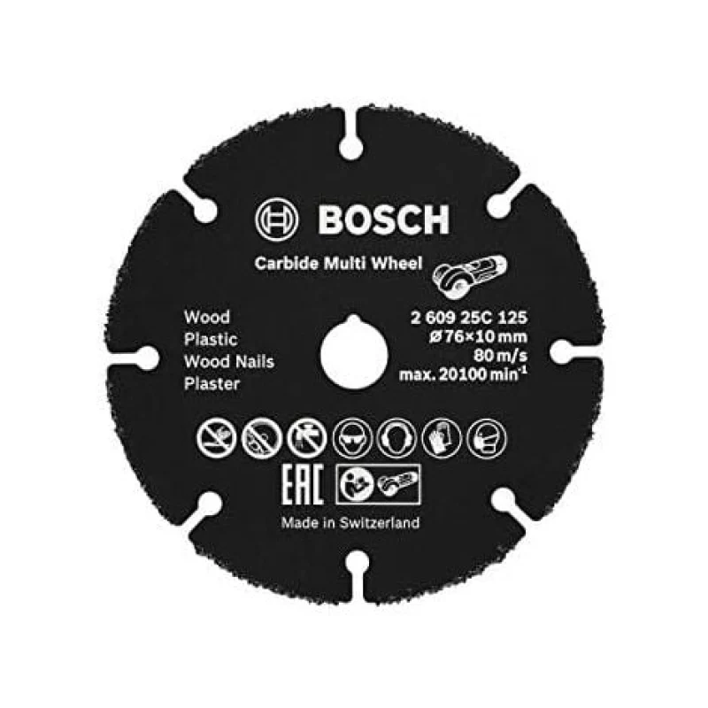 Bosch Professional 260925C125 Disque De Découpe Carbure Multi Roue Pour Bois Avec Clous, Plastique, Paroi sèche, Tuyaux en cuivre, Ø 76 mm, Diamètre Del Trou 10 mm Meuleuse d'angle - Bosch Outillages