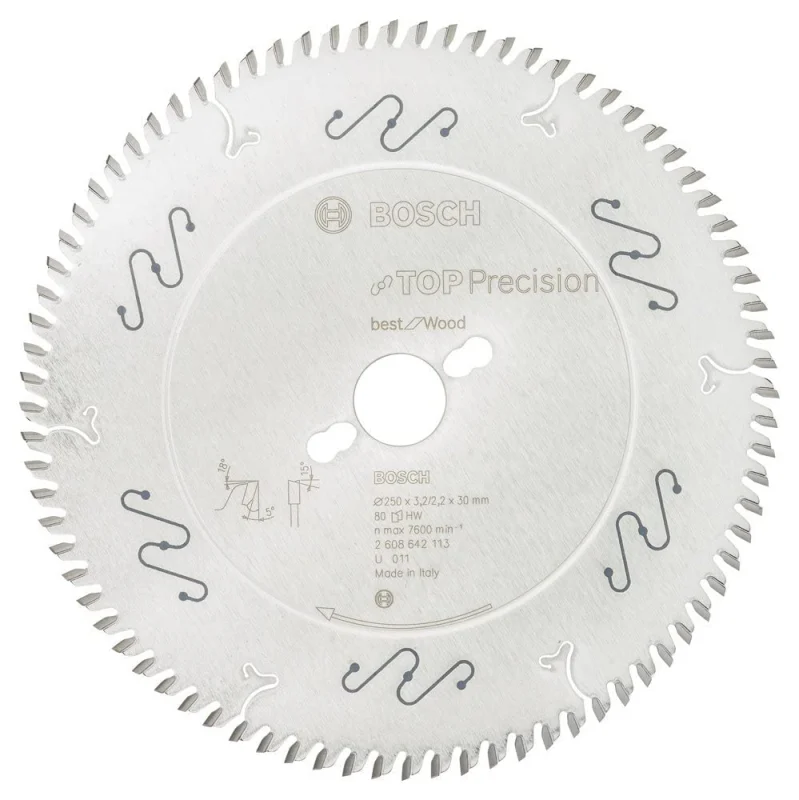 Bosch Professional Bosch 2608642113 Lame de scie circulaire top precision best for wood 250 x 30 x 3,2 mm 80 - Bosch Outillages