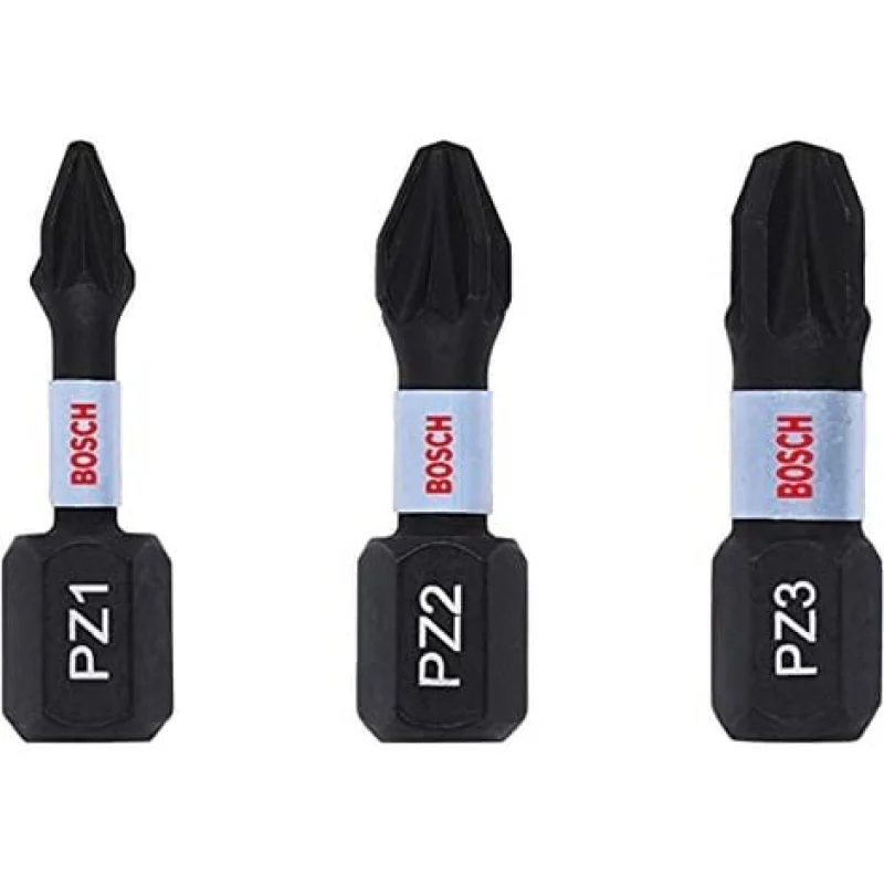 BOSCH PROFESSIONAL IMPACT CONTROL 2608522471 LOT DE 3 EMBOUTS DE VISSAGE PZ AVEC TIGE HEXAGONALE, PICK AND CLICK, ACCESSOIRES PO - Bosch Outillages