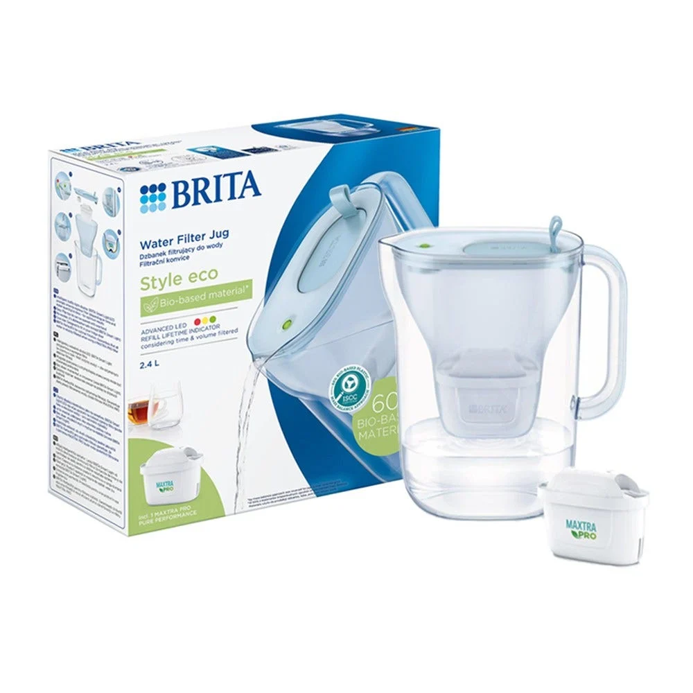 BRITA Carafe filtrante 2.4L Style Eco Bleu Poudré + Cartouche filtrante MAXTRA PRO